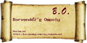 Borvendég Ompoly névjegykártya